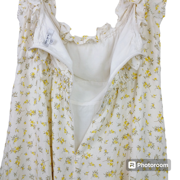 Ever New Curve SZ 18 Bardot Frill Midi Dress in Lemon Ditsy Floral - Picture 7 of 7